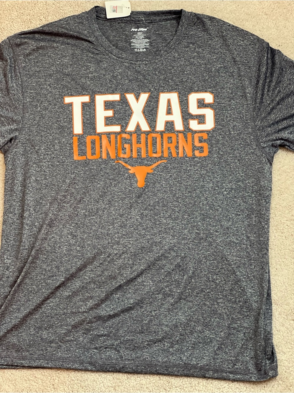 Texas Longhorns Heather Gray Performance Crew Neck Tee